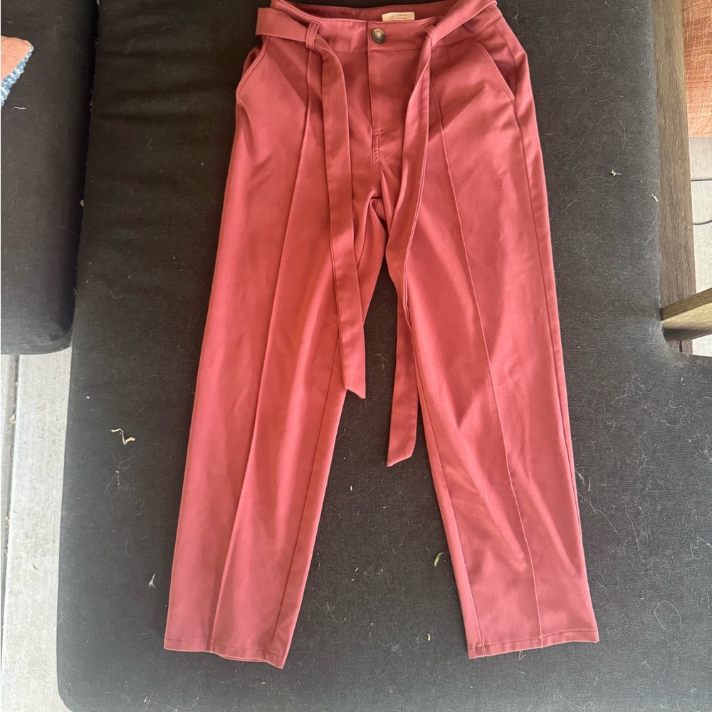 LC Lauren Conrad Dusty Rose Paperbag Belted Chinos